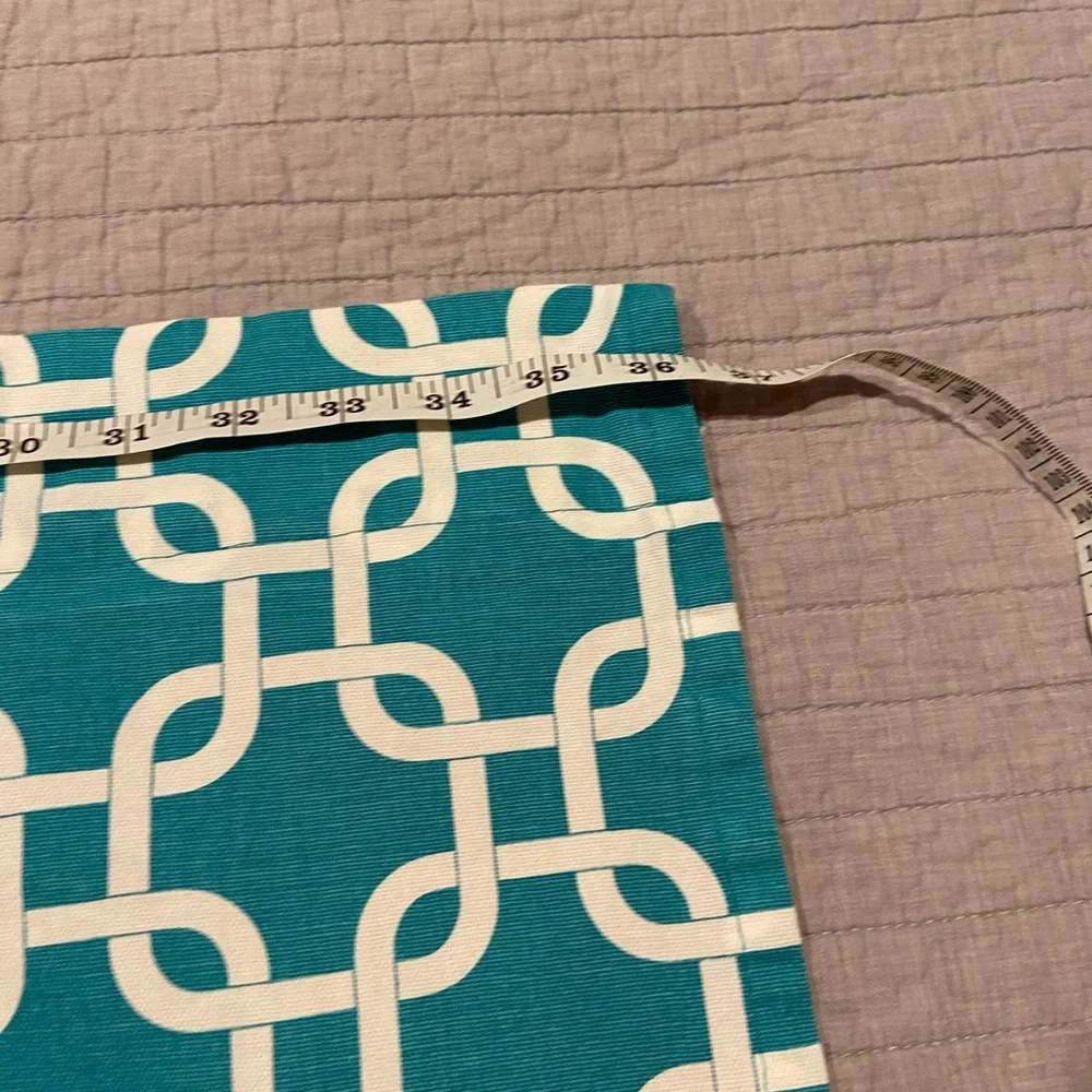 Teal Geometric Window Valance Curtain 36” Wide Kitchen Bath